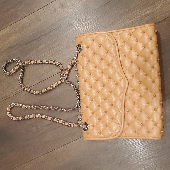 Rebecca Minkoff nude quilted leather spikes medium chain convertible crossbody - Picture 9 of 14